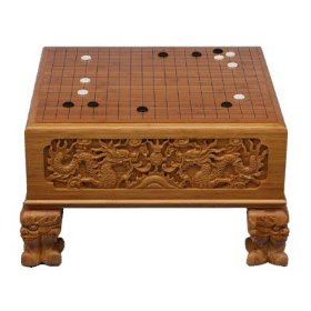 Bamboo Floor Go Game Stage W. Dragon Carving 